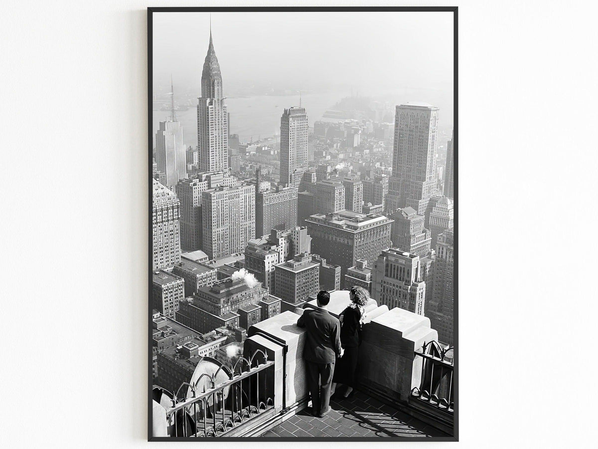 Chrysler Building Print, New York City Vintage Poster, Aesthetic Vintage Poster, Black And White Printable Photo, B&W, Travel Couple Gift