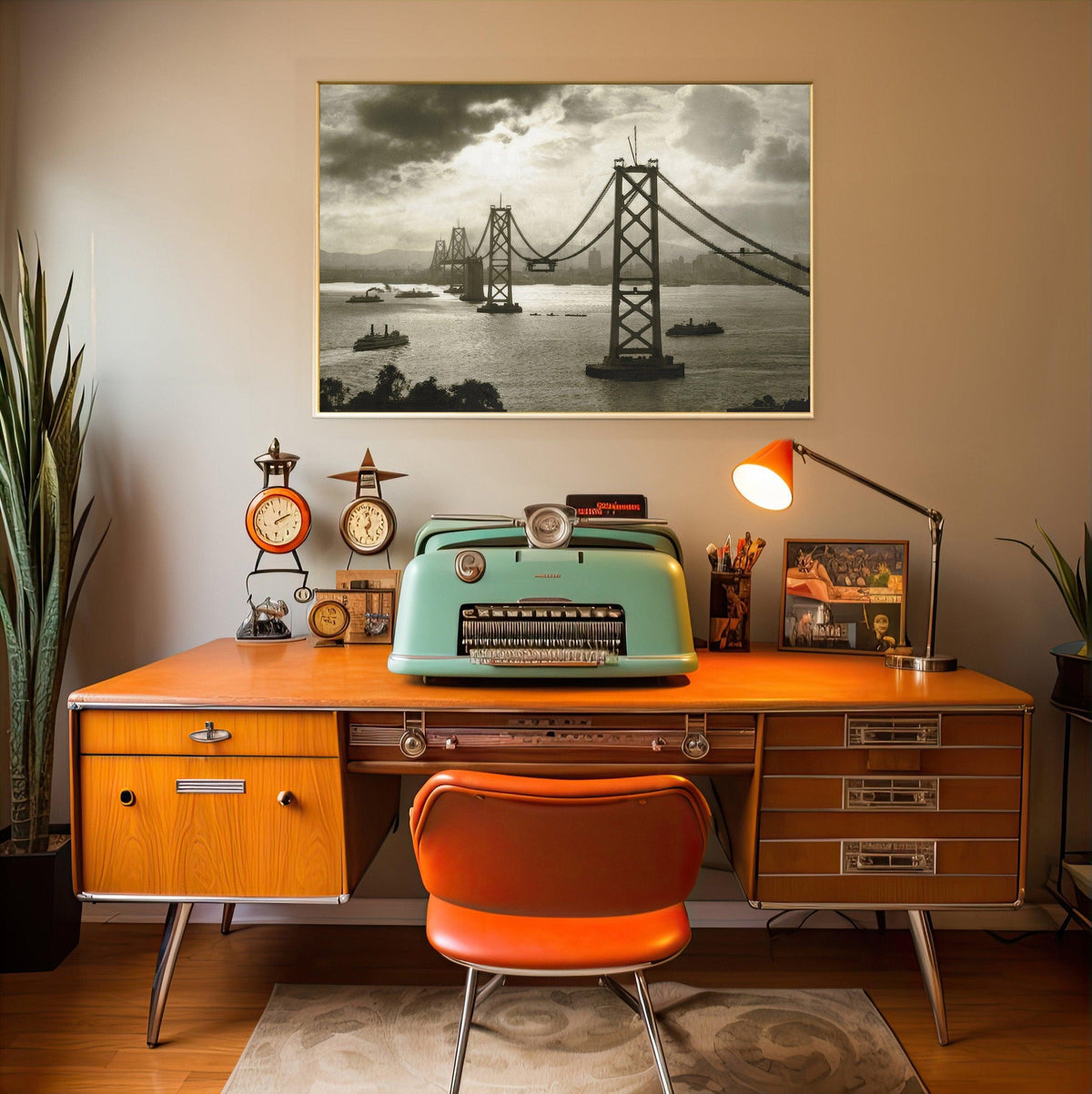 San Francisco Vintage Print, Oakland Bay Bridge Under Construction, Black And White Photography, California Gift, Old Historical Photo