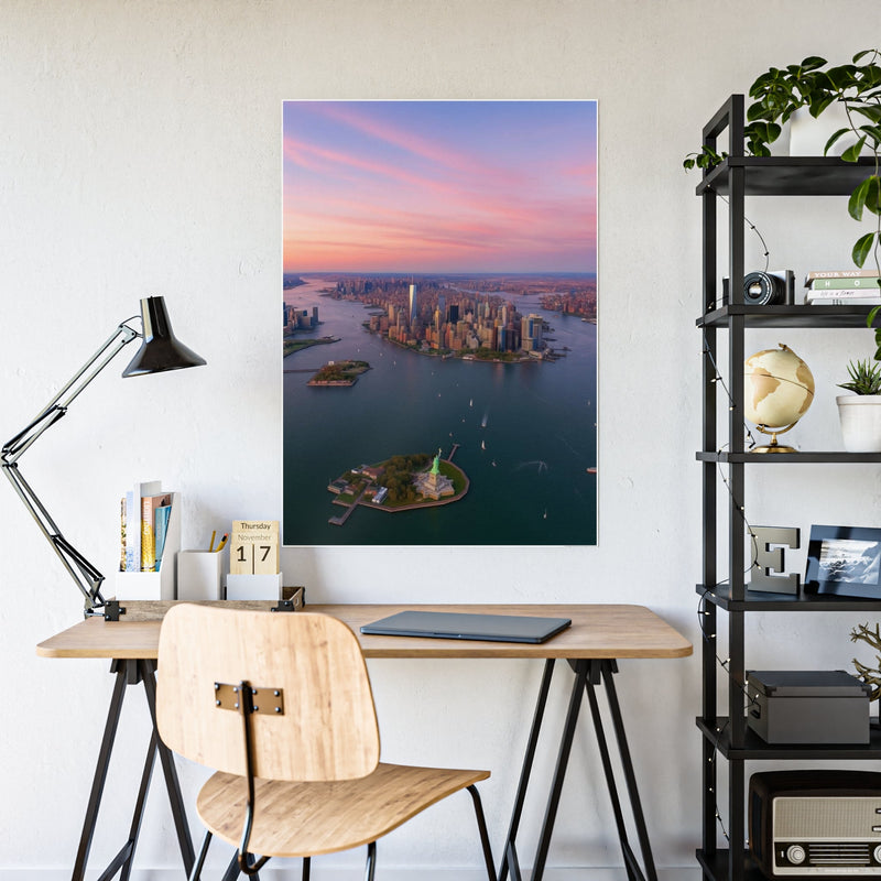 Glossy Art Poster of NYC Skyline, Wall Decor for Home, Office, New York City Gift, Landscape Print, Aesthetic Wall Art - DreamBrothers