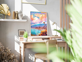 Santa Barbara Printable, Pastel Color Sunset, California Colorful Poster, World Travel Poster, Vibrant Retro Poster, Aesthetic Retro Poster