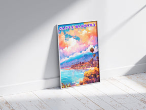 Santa Barbara Printable, Pastel Color Sunset, California Colorful Poster, World Travel Poster, Vibrant Retro Poster, Aesthetic Retro Poster