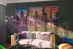 Kyoto Posters, Pink Cherry Blossom Print, 3 Piece Printable Wall Art, Set Of 3 Travel Poster, Japanese Colorful Set, Aesthetic Retro Poster