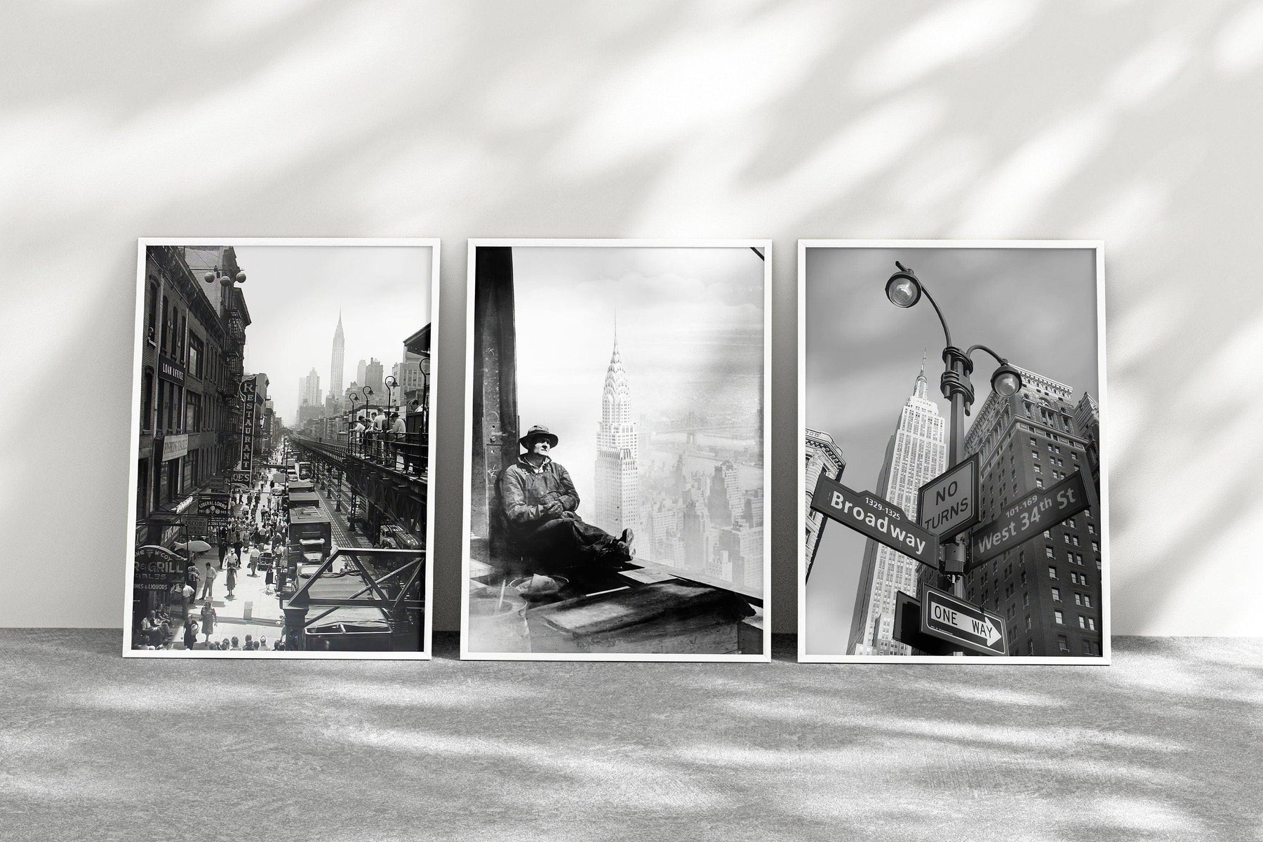 New York City Set of 3, Aesthetic Vintage Posters, Black And White Gallery Set, USA Travel Gift