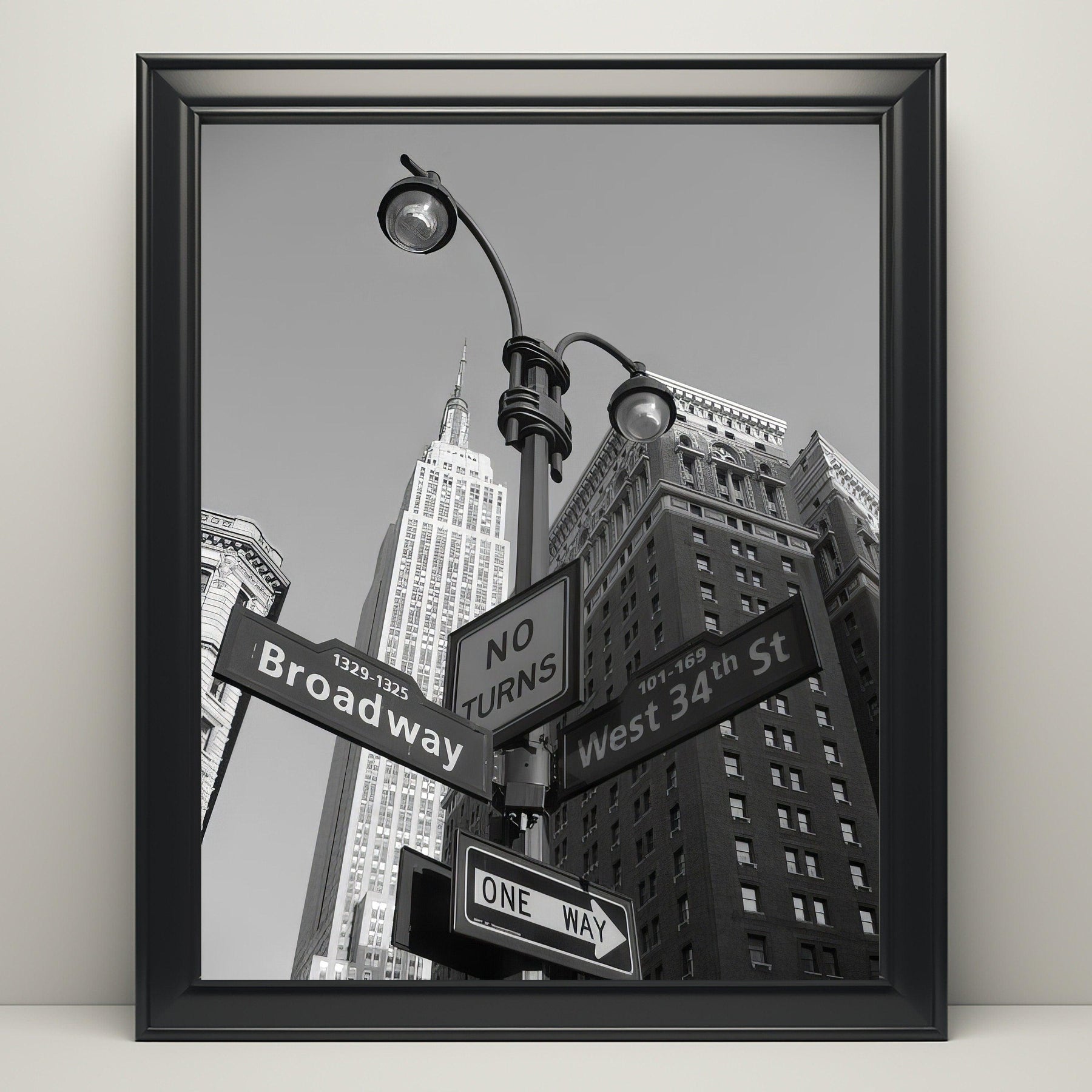 Broadway Print, New York City Vintage Poster, Empire State Building Print, Aesthetic Vintage Poster, Black And White Printable Photo, B&W