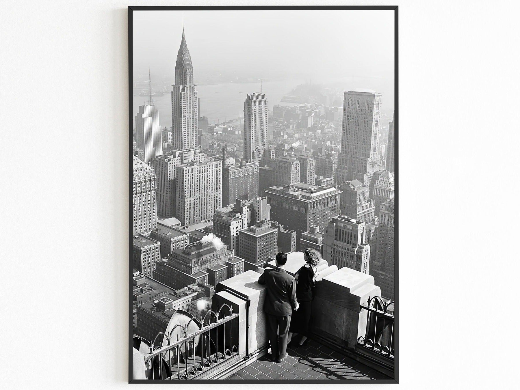 Chrysler Building Print, New York City Vintage Poster, Aesthetic Vintage Poster, Black And White Printable Photo, B&W, Travel Couple Gift