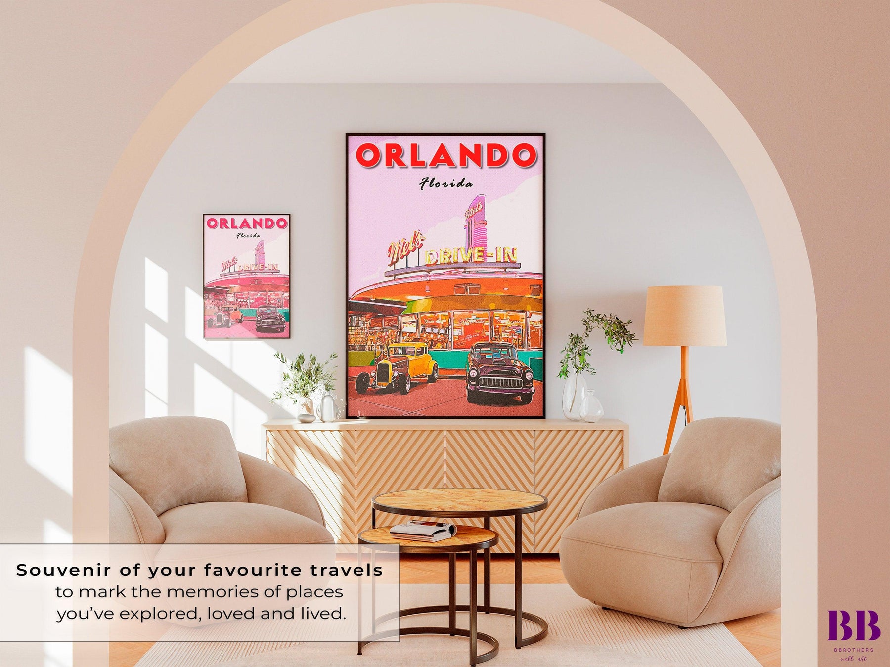 Orlando Printable Poster, Florida Theme Park Gift, Mel's Drive-In, Vintage Diner Wall Art, USA Travel Print, Retro 70s Download