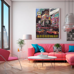 Broadway Theater Print, Manhattan Colorful Wall Art, New York Retro Poster, NYC Movie, Vibrant USA Print, Aesthetic NY, Pop Travel Poster