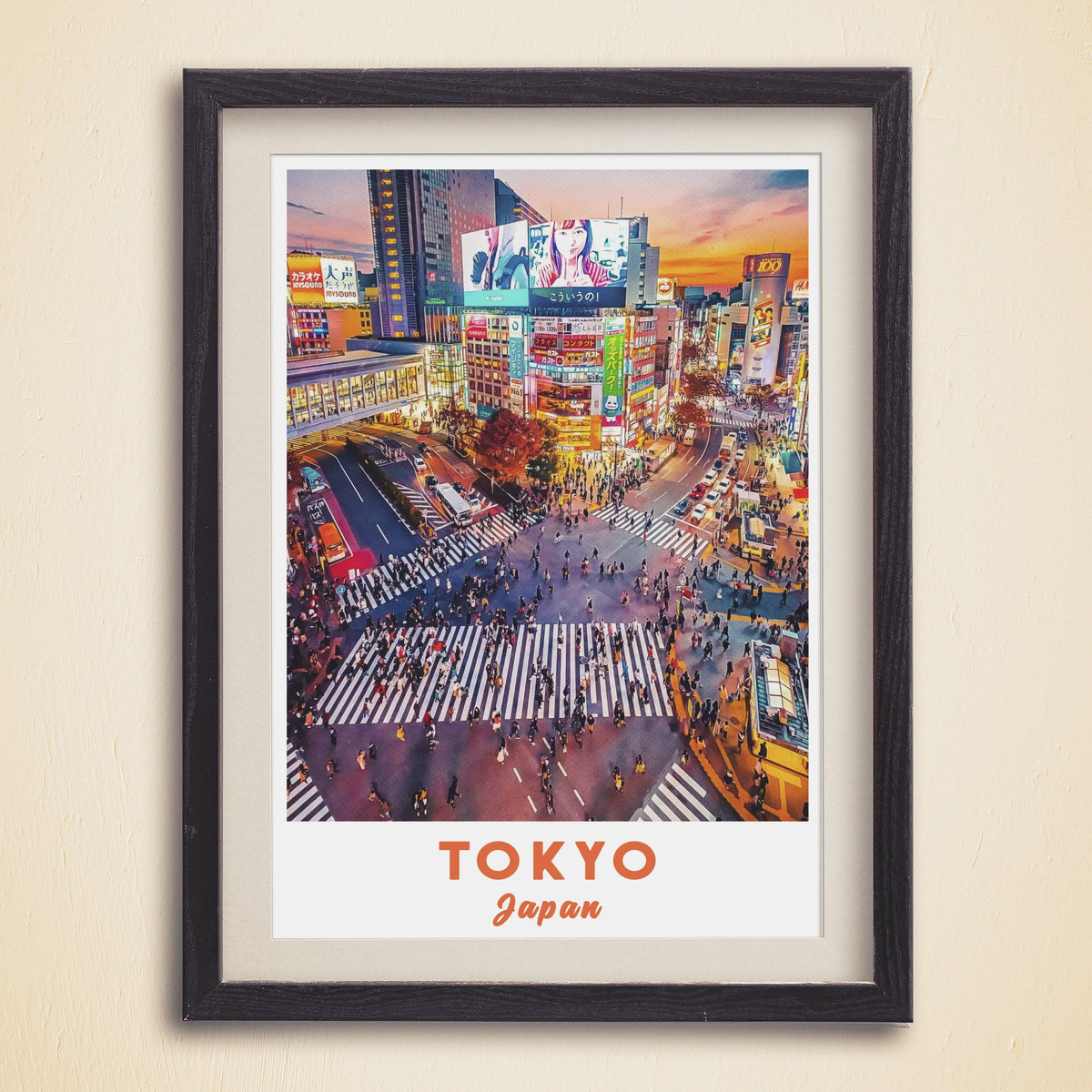 Japan Poster, Tokyo Print, Colorful Travel Poster, Shibuya, Famous Place, Crossing, City Room Decor, Gift For World Traveller