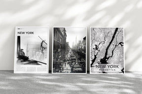 New York City Set of 3, Aesthetic Vintage Posters, Black And White Photo Gallery, USA Travel Gift, Vintage Gallery Set