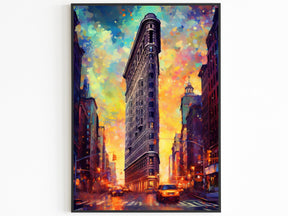 New York City Travel Poster, Pop Lights, Manhattan Colorful Wall Art, Vibrant USA Print, Handmade USA Travel Gift, NYC Oil Painting