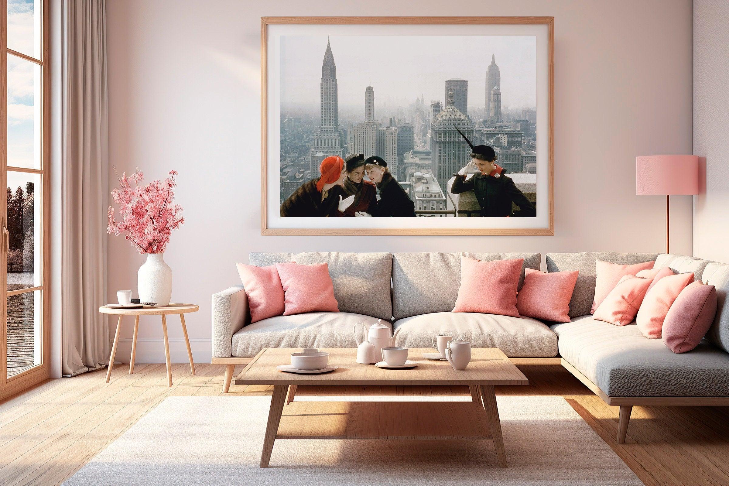 New York Vintage Printable, Fashion Models Poster, Aesthetic Old Photography, 1950s Print, Retro Wall Art Decor, Colorful Photo Restoration