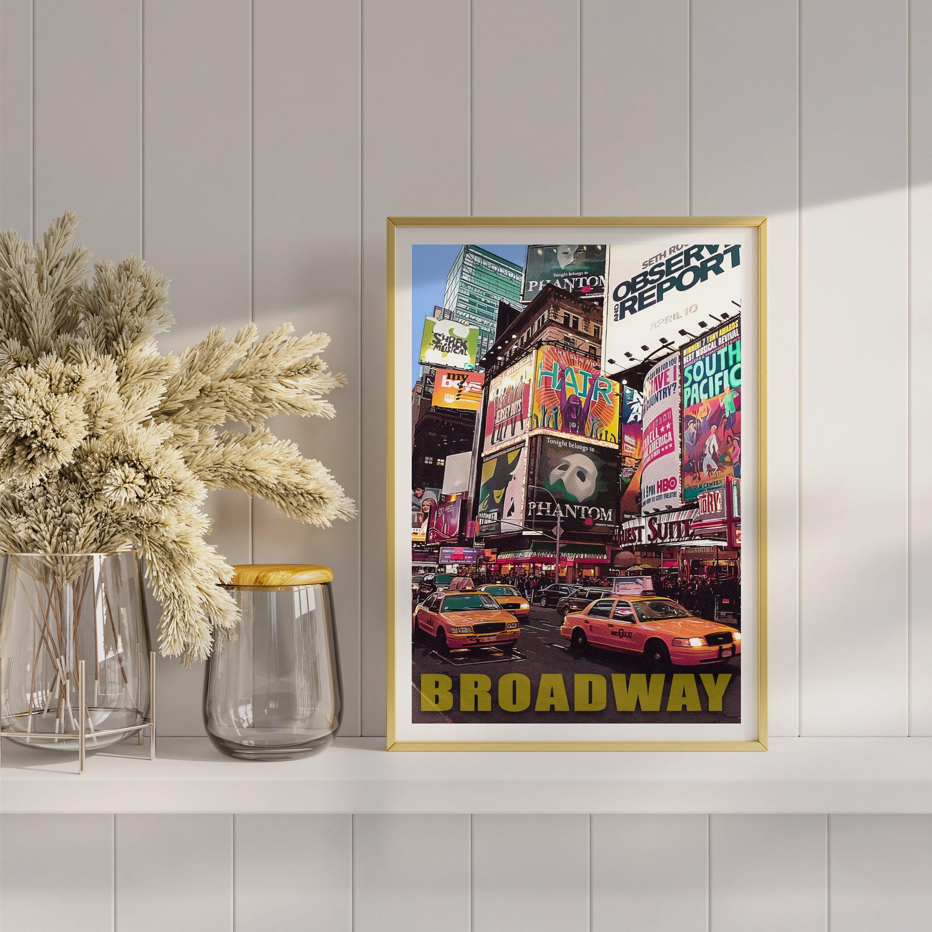 Broadway Theater Print, Manhattan Colorful Wall Art, New York Retro Poster, NYC Movie, Vibrant USA Print, Aesthetic NY, Pop Travel Poster