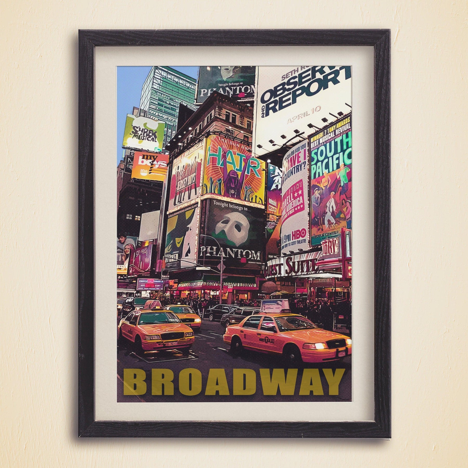Broadway Theater Print, Manhattan Colorful Wall Art, New York Retro Poster, NYC Movie, Vibrant USA Print, Aesthetic NY, Pop Travel Poster