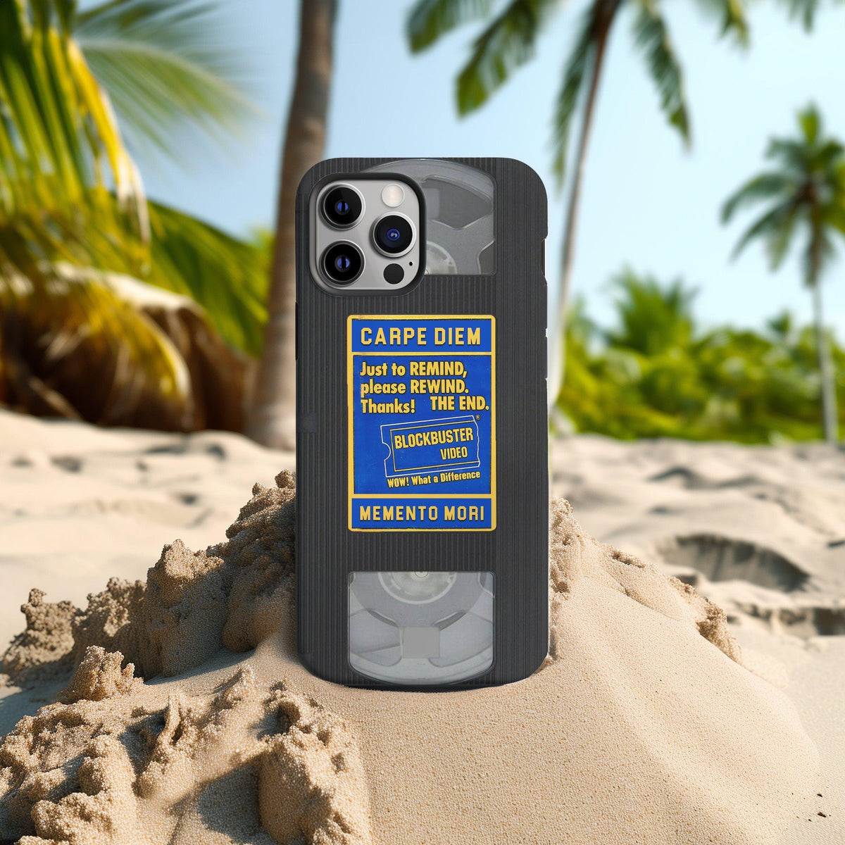 Memento Mori VHS Cassette Tape Phone Case, Stoic Quote Art, Blockbuster Video Poster, Retro iPhone Cover, 90s Nostalgia Gift
