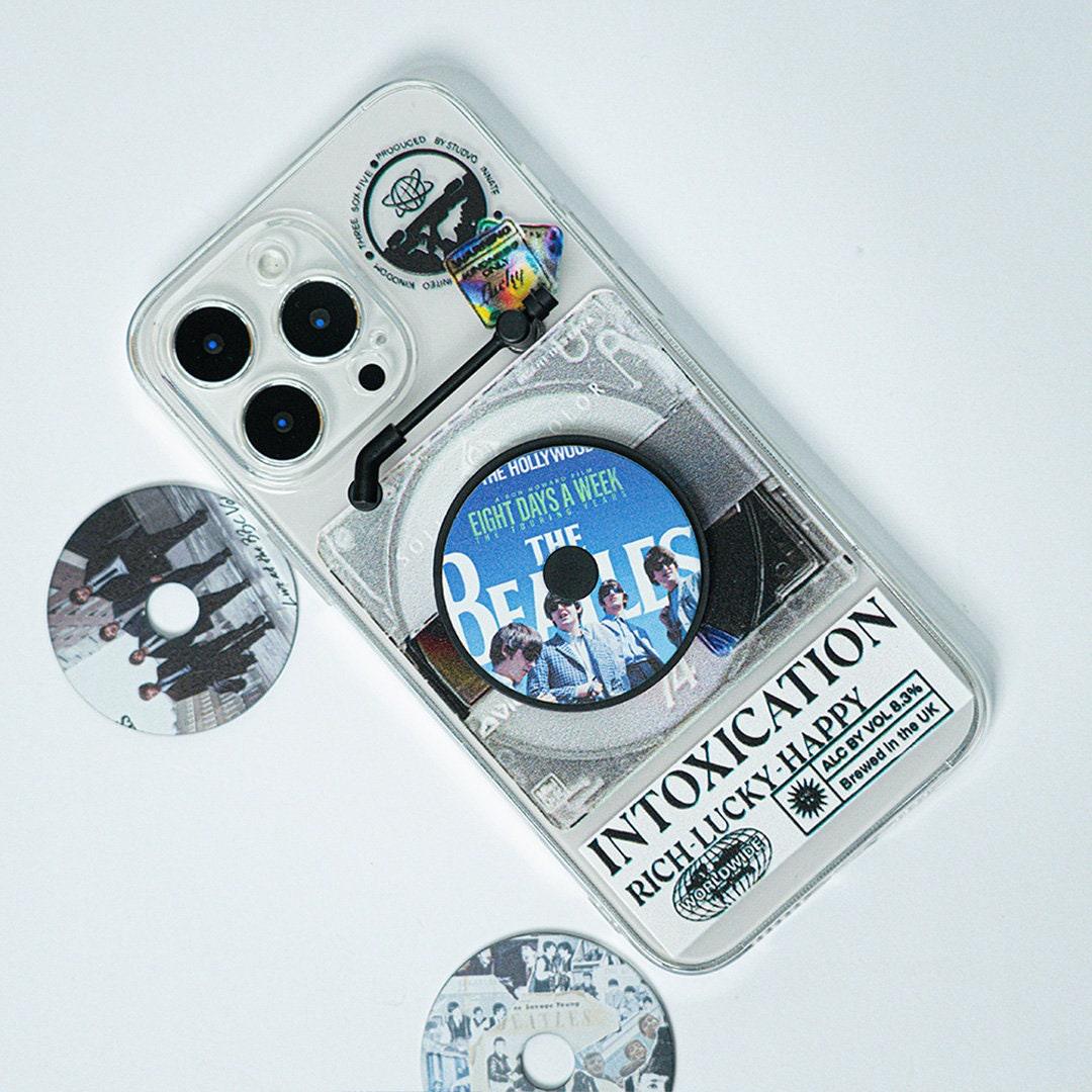 Rotating Vinyl iPhone Case, UNIQUE Music Lover Gift, 90s Nostalgia Gift, DIY Vinyl Custom, Retro CD, Vintage Phone case, Personalized Disk