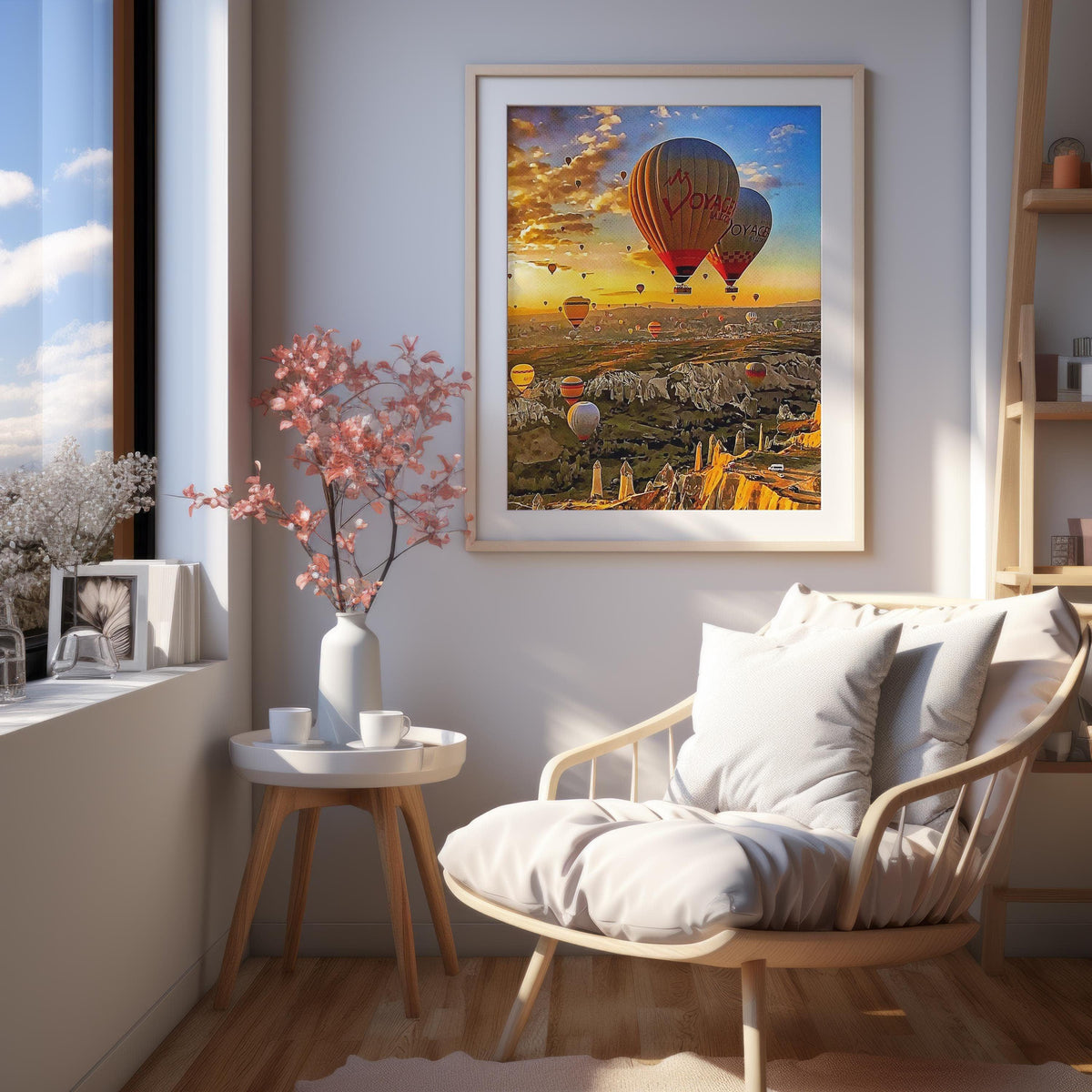Balloon Travel Art, National Park Landscape, Turkey Colorful, Aesthetic Retro Poster, Poster Gift For Traveler, Sunset Sky Wall Decor
